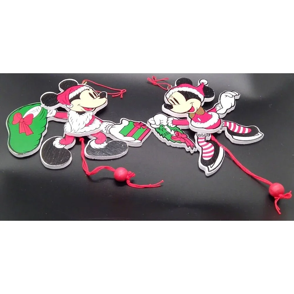 Disney - Large Wooden Pull String Ornaments - Mickey & Minnie Mouse